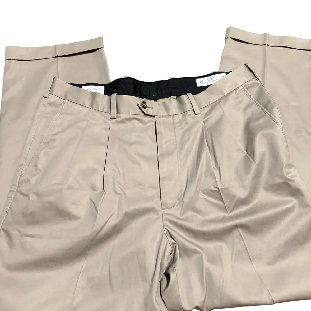 John W. Nordstrom Smartcare Pleated Khaki Pants, 100% Supima Cotton, Men's 38x30